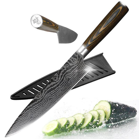 BIGSUNNY Set of 2 Japanese Sushi Knife set - 9 inch Sashimi Knife and 5inch  Japanese Utility Sushi Knife - Rose Wood Handle