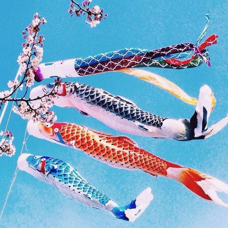 Japanese Fish Flags, Picked these up in Tokyo, DIY flagpole…