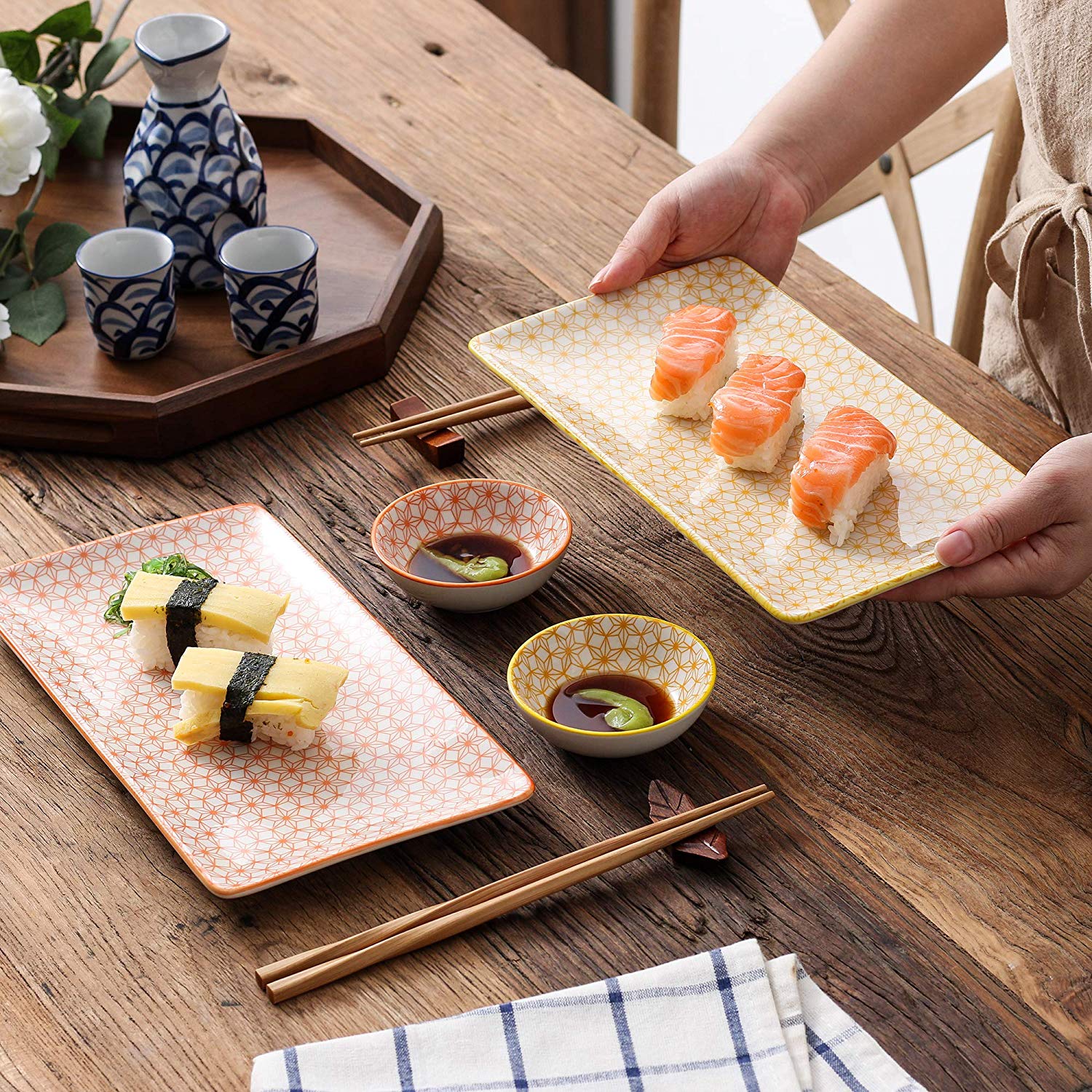 Japanese Sushi Plate Set For 4