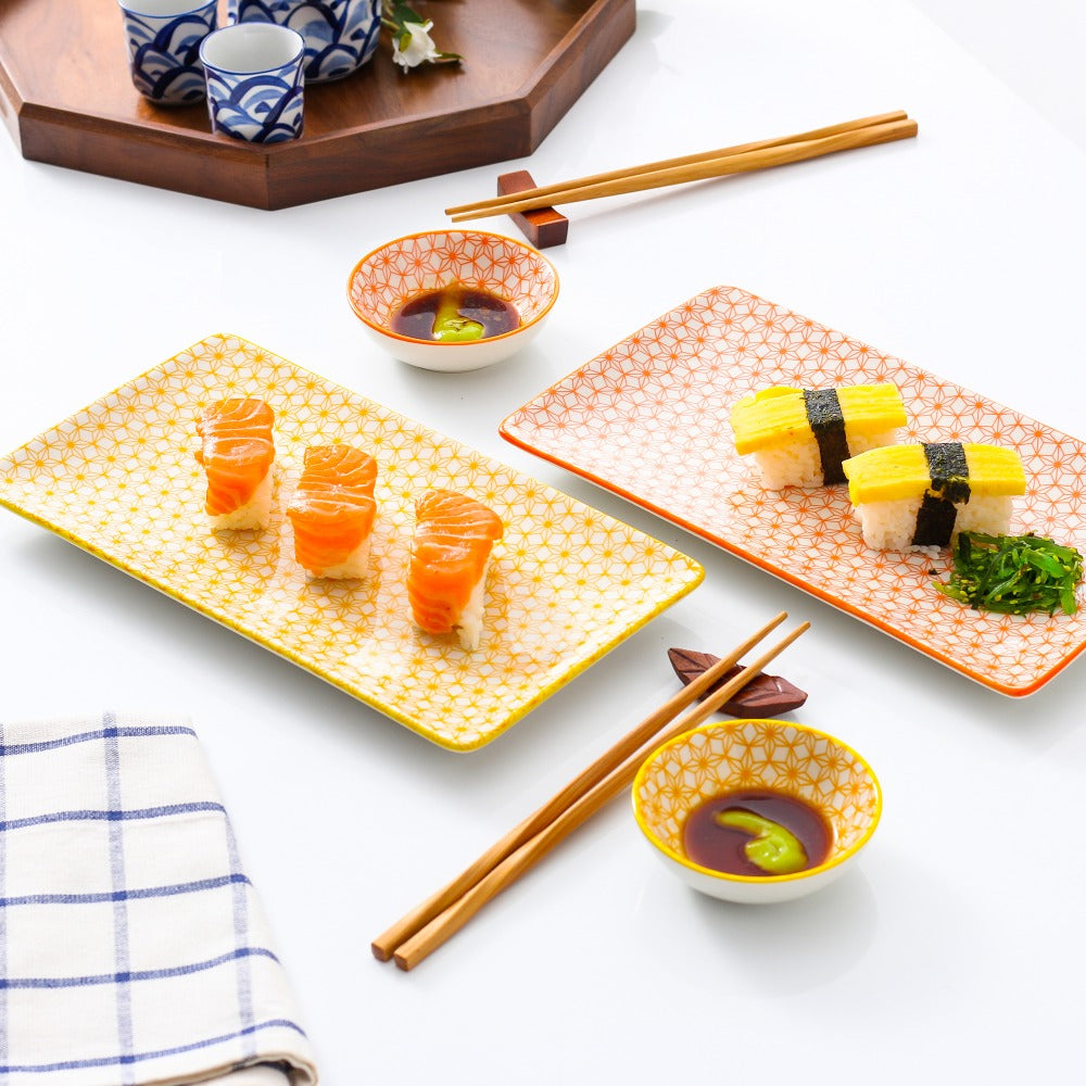 Vancasso Haruka Japanese Style Porcelain Sushi Plate Set with 2