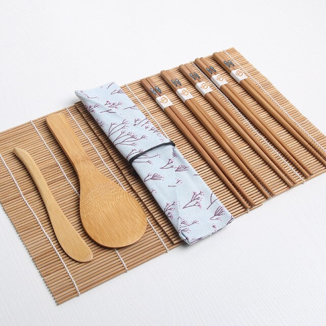 Bamboo Sushi Making Kit, Bamboo Sushi Maker Mat Set, 1 Rice Spoon