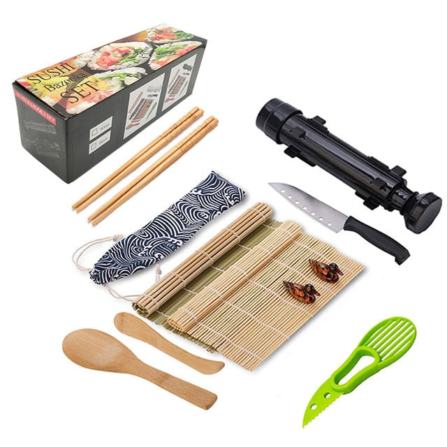 Sushi Making Kit All In One Sushi Maker Utensils Set w/ Sushi Mats Bamboo  Roller